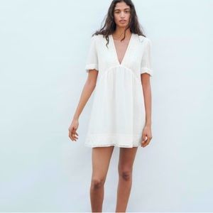 zara • linen blend mini dress